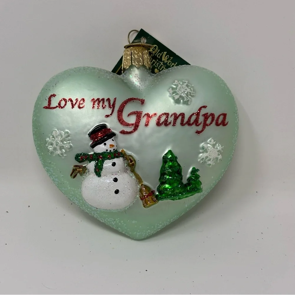 Old World Christmas Grandpa Heart Glass Ornament NWT OWC - Picture 1 of 5